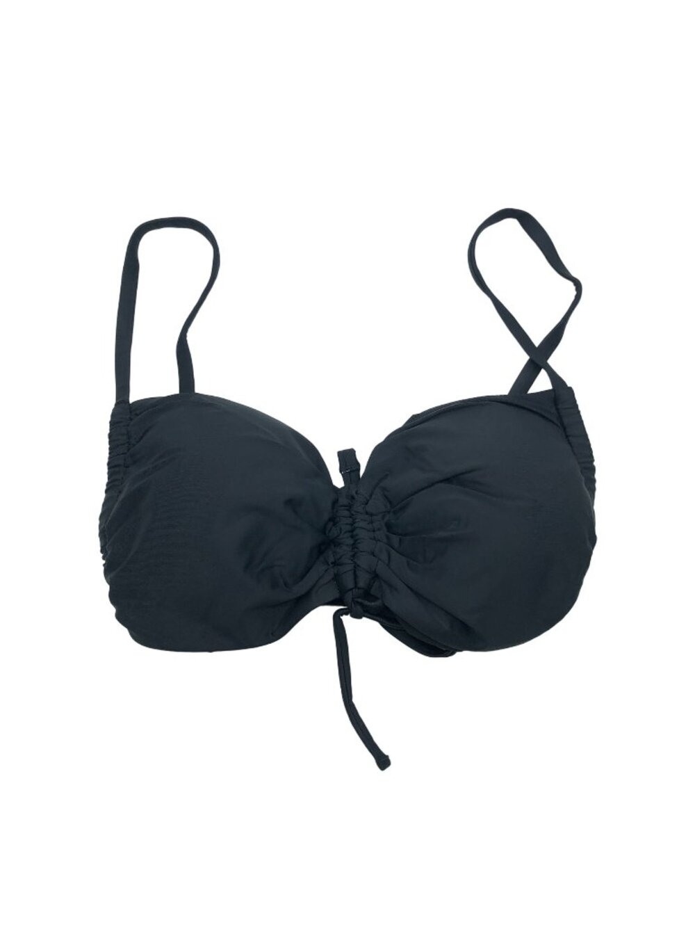Aerie Swim Womens Bandeau Bikini Top Ruched Black XL